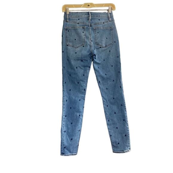 J.CREW Women’s Jeans 9” High-Rise Toothpick Polka Dot Blue Inseam 26” - Picture 2 of 10